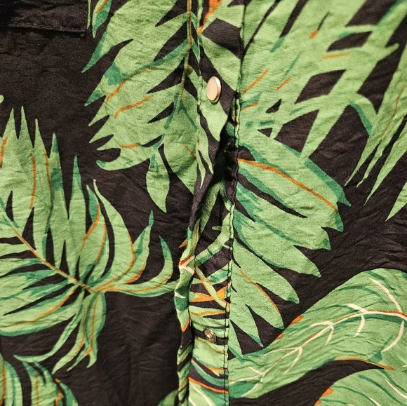 Ekouaer Tropical Palm Leaf Snap-Front House Dress/mumu - Size M - Picture 5 of 7